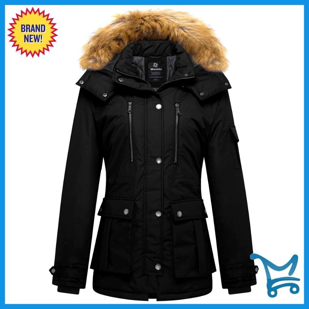 Quilted Puffer Parka Winter Coat Warm Thickened Removable Hood Waterproof